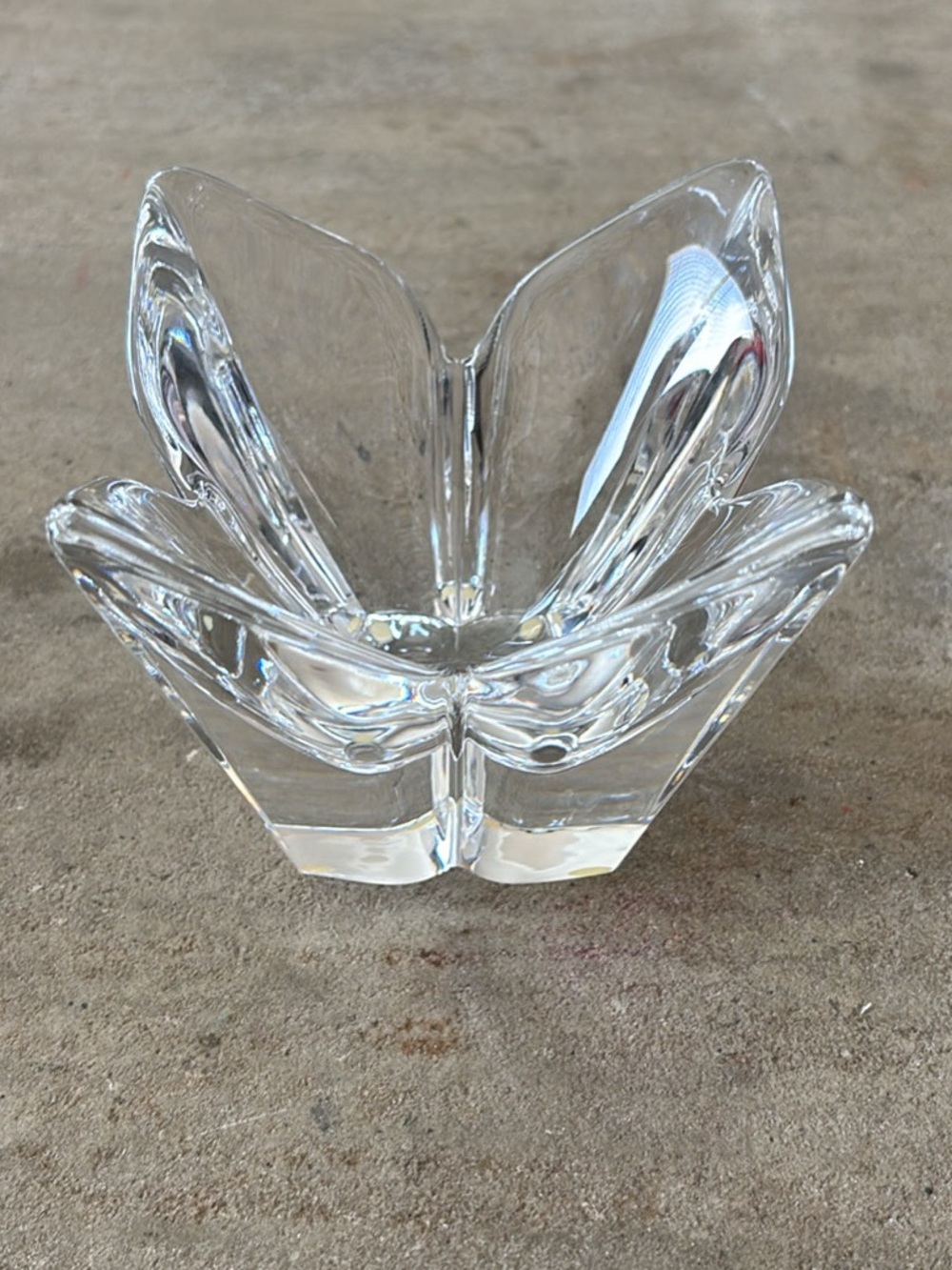 Vintage Orrefors Sweden Lotus Lars Hellsten Crystal Bowl Candy Dish/Candleholder